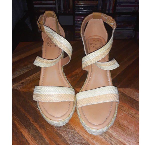 SOLD   DOLCE BY MOJO MOXY STRIPED DAVENPORT ESPADRILLE WEDGE HEEL SANDALS - Picture 3 of 13